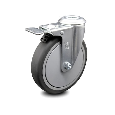 Service Caster 6 Inch Thermoplastic Rubber Wheel Bolt Hole Caster with Total Lock Brake SCC SCC-BHTTL20S614-TPRB